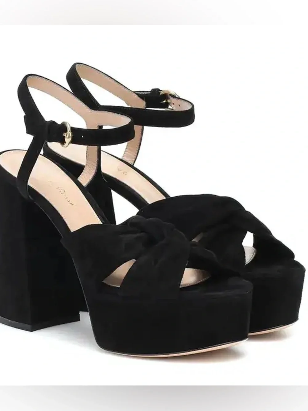 Gianvito Rossi Donna Suede Black  Platform Heel